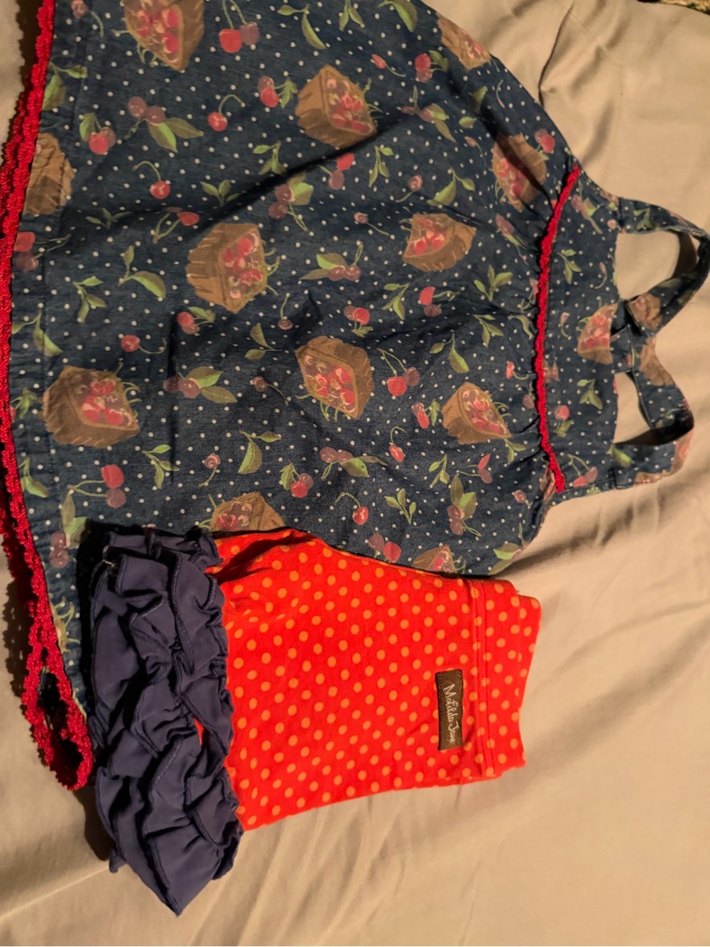 Matilda Jane Navy Cherry Print Kids with Red Trim